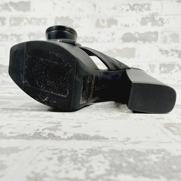 NEW Open Edit Kaia Black High Chunky Block Heel Open Toe Slip On Sandals K721 - Picture 8 of 11